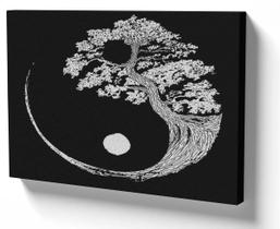 Quadro Decorativo Premium Tela 50x70 yin yang arvore bonsai