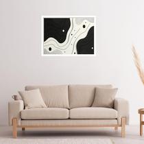 Quadro Decorativo Preto Branco Ondulados Abstrato - 50x70cm