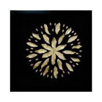 Quadro Decorativo Preto Folhas em Circulo Abstrato Quadro Decorativo Preto Folhas em Circulo Abstrato
