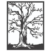 Quadro Decorativo Preto Mdf Árvore Na Floresta 40X20Cm