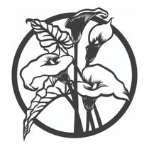 Quadro Decorativo Preto Mdf Flor Copo De Leite 40X20Cm