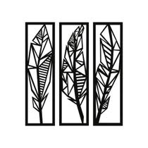 Quadro Decorativo Preto Mdf Folhas De Bananeira 40X20Cm Quadro Decorativo Preto Mdf Folhas De Bananeira 40X20Cm