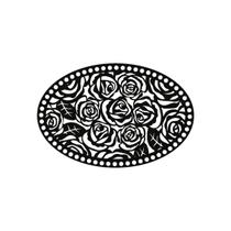 Quadro Decorativo Preto Mdf Oval Rosas 40X20Cm