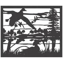 Quadro Decorativo Preto Mdf Patos Selvagens 40X20Cm