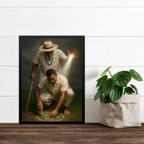 Quadro Decorativo Preto Velho e Médium 45x34cm - com vidro