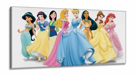 Quadro Decorativo Princesas Disney em Tecido Canvas 130x60