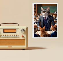 Quadro Decorativo Professor Gato 33X24Cm