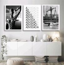Quadro decorativo profissão advocacia Deus da justiça 3 peça - Neyrad
