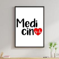 Quadro Decorativo Profissões Medicina Moldura Preta 24X18Cm