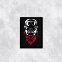 Quadro Decorativo Pug Motoqueiro 45x34cm - com vidro