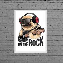 Quadro Decorativo Pug On The Rock 24x18cm - com vidro