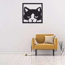 Quadro Decorativo, PVC Expandido10mm na cor branca - Gato Espiando Vazado 40x40 cm