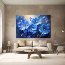 Quadro Decorativo Quadro Flores Blue Home Clean Sala Pintura Moderno Tecido Canvas