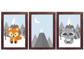 Quadro Decorativo Quarto Bebê Animais Bosque Montanha Raposa Quadro Decorativo Quarto Bebê Animais Bosque Montanha Raposa