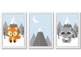 Quadro Decorativo Quarto Bebê Animais Bosque Montanha Raposa Quadro Decorativo Quarto Bebê Animais Bosque Montanha Raposa