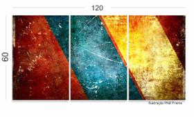 Quadro Decorativo Quarto Fundo Colorido Abstrato 120x60 mosaico 3 peças em tecido