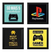 Quadro Decorativo Quarto Game Play Kit 4 peças Decoração Mosaico Quadro Decorativo Quarto Game Play Kit 4 peças Decoração Mosaico