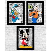 Quadro Decorativo Quarto Menino Mickey Disney Kit 3 peças Grande ou Pequeno - Car Premium & Artes