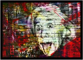 Quadro Decorativo Química Física Laboratórios Albert Einstein Fórmulas Com Moldura RC026