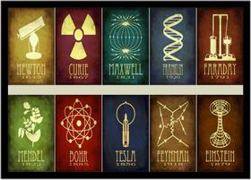 Quadro Decorativo Química Física Laboratórios Elementos Com Moldura RC008