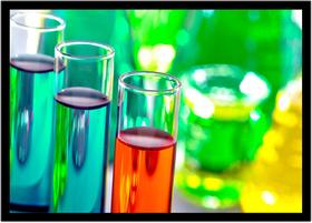 Quadro Decorativo Química Física Laboratórios Vidrarias Erlenmeyer Balão Com Moldura RC031