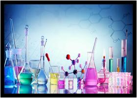 Quadro Decorativo Química Laboratórios Vidrarias Com Moldura RC001