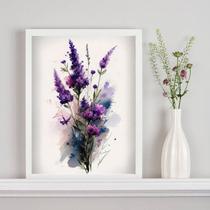 Quadro Decorativo Ramo De Lavanda Aquarela 33X24Cm