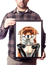 Quadro Decorativo Raposa Quero Café! Arte Animal Quadro Decorativo Raposa Quero Café! Arte Animal