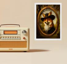 Quadro Decorativo Raposa - Retrato Antigo 24X18Cm