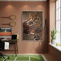 Quadro Decorativo Raquetes De Tênis-70X50Cm Mold Branca