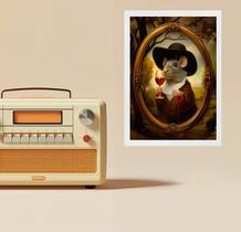Quadro Decorativo Ratinho Vintage 33x24cm - com vidro