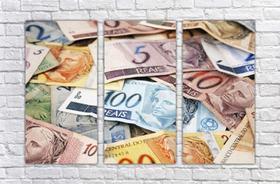 Quadro Decorativo Real Dinheiro Mosaico 3 Peças Decorar 02