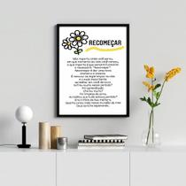Quadro Decorativo Recomeçar- Reflexão 24x18cm - com vidro
