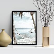 Quadro Decorativo Rede Na Praia 33x24cm - com vidro