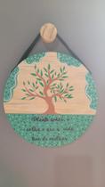 Quadro decorativo redondo mensagem positiva