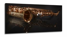 Quadro Decorativo Reflexo Saxofone em Tecido Canvas 130x60 Sala Quarto Quadro Decorativo Reflexo Saxofone em Tecido Canvas 130x60 Sala Quarto