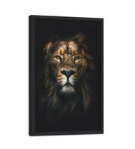 Quadro Decorativo Rei Leão da Tribo de Judá Dourado Animal Selvagem Fundo Preto Quarto Sala 30x40cm - Clic Store