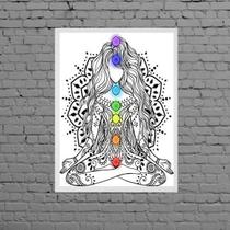Quadro Decorativo Reiki Chakras 24X18Cm Moldura Preta