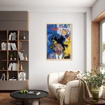 Quadro Decorativo Releitura Basquiat, Portrait Moldura Caixa, Marfim