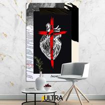 Quadro Decorativo Religioso 90x60cm - Amor e Fé para Corredor