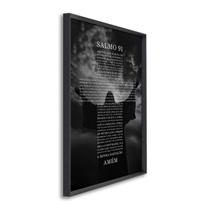 Quadro Decorativo Religioso Bíblia Salmo 91 com 1 Tela Cm ou Cm de Parede para Sala Quarto Hall 60cm Preto