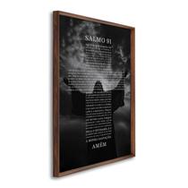 Quadro Decorativo Religioso Bíblia Salmo 91 com 1 Tela Cm ou Cm de Parede para Sala Quarto Hall 60cm Sem Vidro