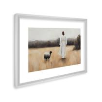 Quadro Decorativo Religioso Cordeiro de Deus com 1 Tela Cm ou Cm de Parede para Sala Quarto Hall 60c Sem Vidro