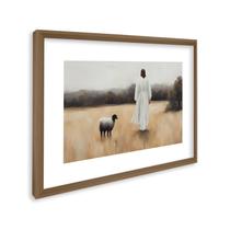 Quadro Decorativo Religioso Cordeiro de Deus com 1 Tela Cm ou Cm de Parede para Sala Quarto Hall 60c Tabaco