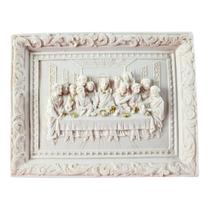 Quadro Decorativo Religioso Cristão da Santa Ceia Em Resina com Suporte Quadro Decorativo Religioso Cristão da Santa Ceia Em Resina com Suporte