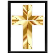 Quadro Decorativo Religioso Cruz dourada mod 2 A3 - FR146