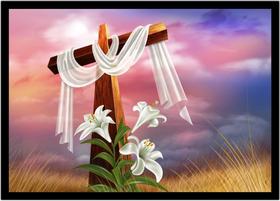 Quadro Decorativo Religioso Cruz Sagrada Com Moldura RC040 Quadro Decorativo Religioso Cruz Sagrada Com Moldura RC040