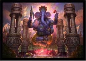 Quadro Decorativo Religioso Hinduísmo Lord Ganesha Elefante Com Moldura RC050