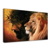 Quadro Decorativo Religioso Jesus Cristo e Leão da Tribo de Judá Arte Cristã para Sala Quarto Escritório Presente de Fé