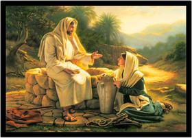 Quadro Decorativo Religioso Jesus E A Samaritana Cristão Salas Quartos Com Moldura RC103